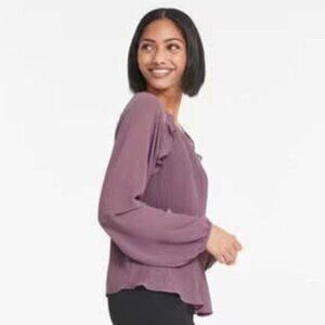 JOE FRESH / Flowy Boho Blouse Mauve Sheer Peasant Sleeves Sz 3X